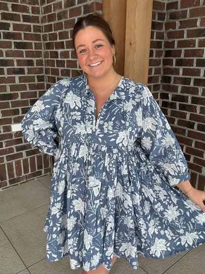 Molly Bracken Blue Printed Mini Dress