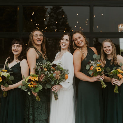 Moody Burgundy and Sage Green Modern Venue Wedding