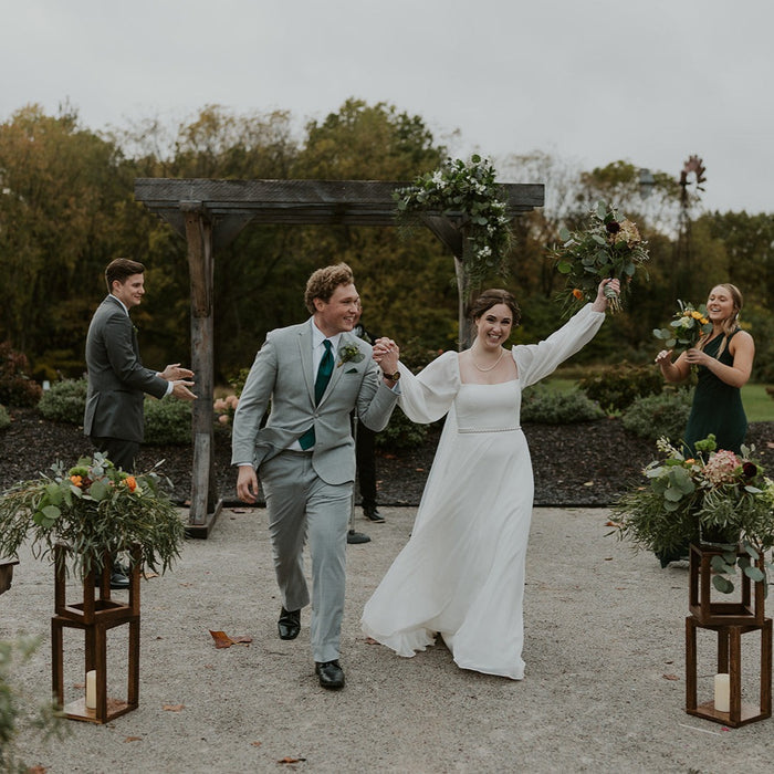 Moody Burgundy and Sage Green Modern Venue Wedding
