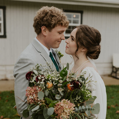 Moody Burgundy and Sage Green Modern Venue Wedding