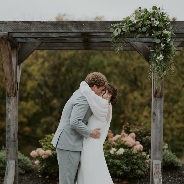 Moody Burgundy and Sage Green Modern Venue Wedding