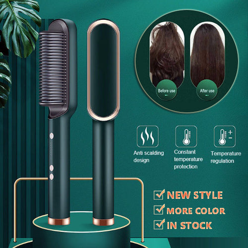 New 2 In 1 Hair Straightener Hot Comb Negative Ion Curling Tong