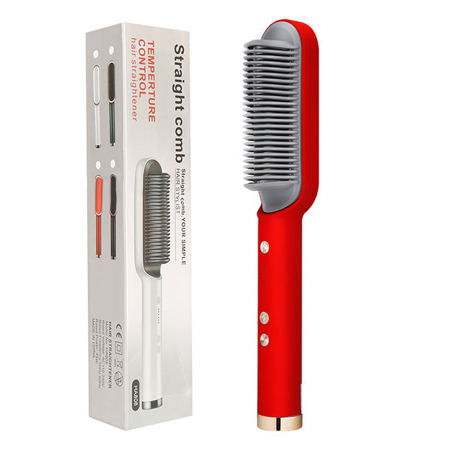 New 2 In 1 Hair Straightener Hot Comb Negative Ion Curling Tong