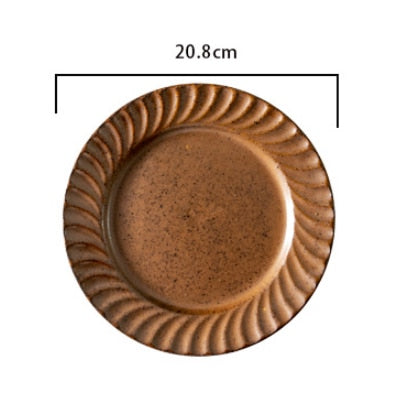 Ochre Leaves Round Plates