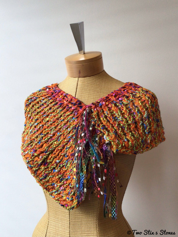 Orange Tweed Shawlette