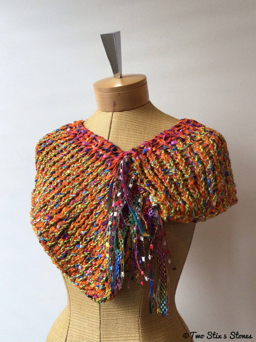 Orange Tweed Shawlette
