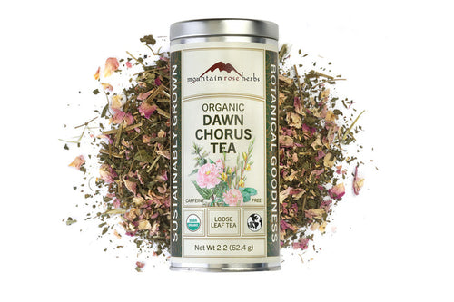 Loose-leaf Organic Dawn Chorus Tea with nettle, green rooibos, and rose petals in a glass jar – caffeine-free herbal blend , Raven’s Cauldron, 6 N Sandusky St, Delaware, OH 43015