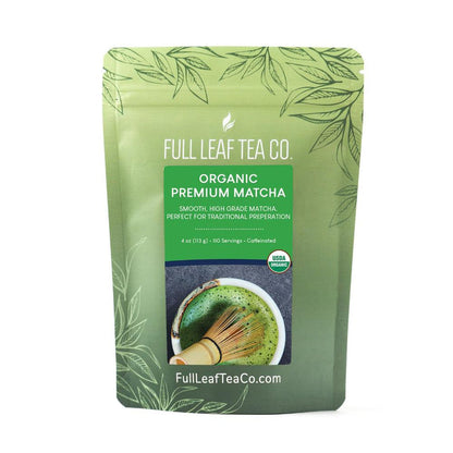 A 4oz bag of Organic Premium Matcha by Full Leaf Tea Co
