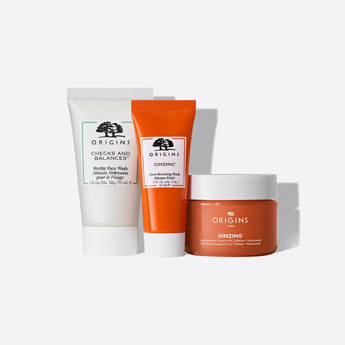 ORIGINS GIFTS TO TREAT Mini Cleanser, Mask & Moisturizer Trio مجموعة العناية بالبشرة من اورجنز