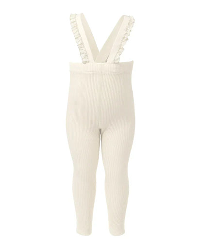 overall ribbed with ruffled suspender long - 214-bone
