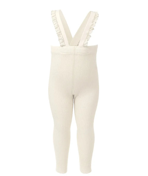 overall ribbed with ruffled suspender long footed - 63-vanilla