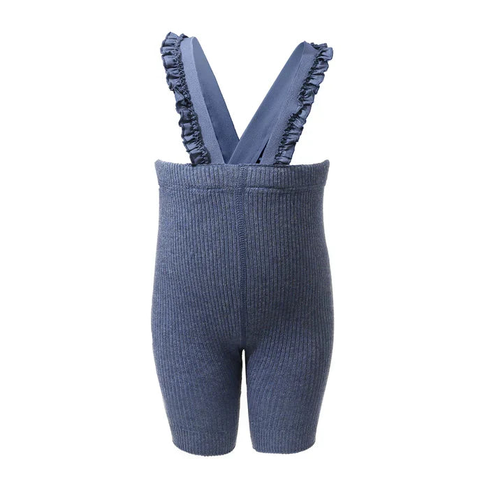 overall ribbed with ruffled suspender short - 214-bone