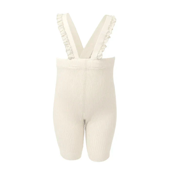 overall ribbed with ruffled suspender short - 63-vanilla