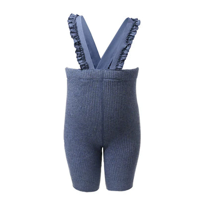 overall ribbed with ruffled suspender short - 63-vanilla