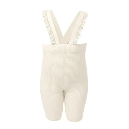 overall ribbed with ruffled suspender short - 9-black
