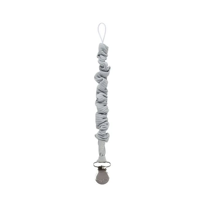 pacifier clip solid ribbed cotton - pearl blue