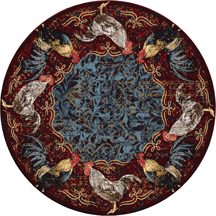 Image of an area rug, Pecking Order - Bordeaux