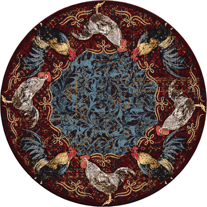 Image of an area rug, Pecking Order - Bordeaux