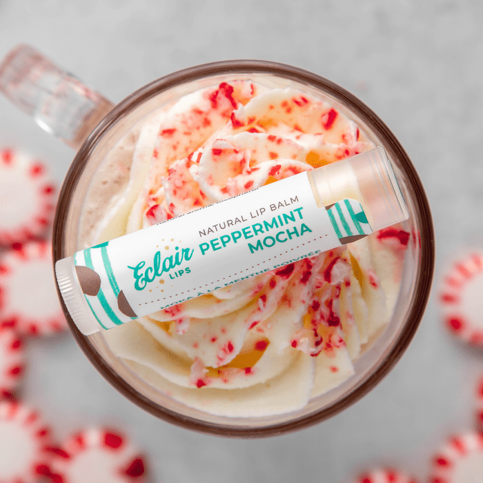 Peppermint Mocha lip balm with whipped cream