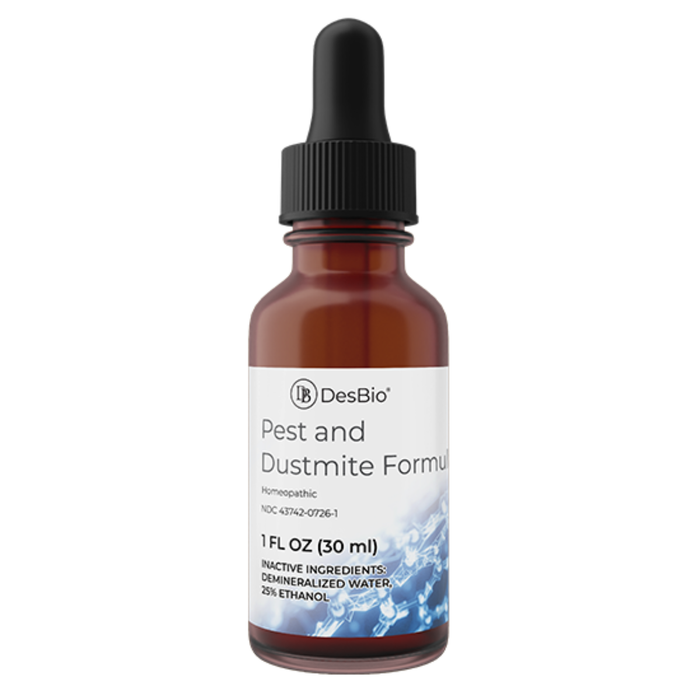 Pest and Dustmite Formula is for the temporary relief of symptoms related to a reaction to pollens or dust including sneezing, congestion, stomach discomfort, lethargy, and cough.