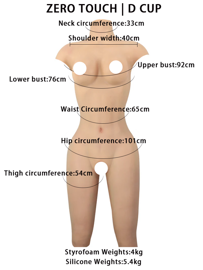 Seamless silicone female bodysuit with padded girdle and D cup, featuring back entry design by Inthemask by Moli's.