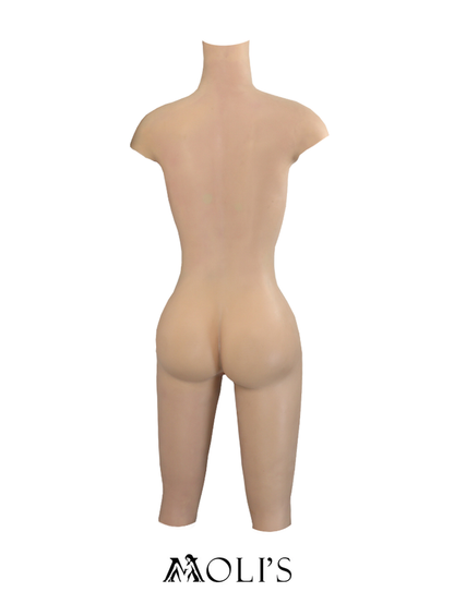 Silicone female bodysuit with padded girdle D cup, seamless design, back entry, by Petit brand from Inthemask by Moli's.