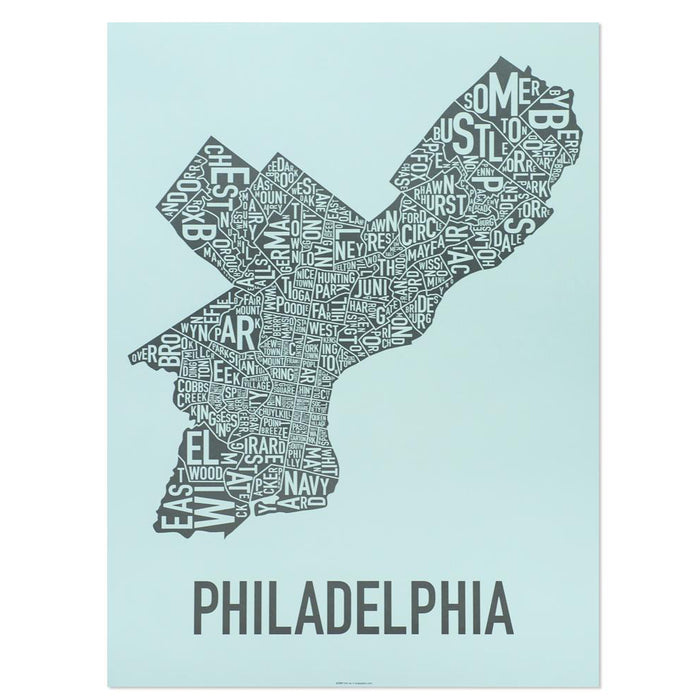 Philadelphia Typographic Neighborhood Map Poster