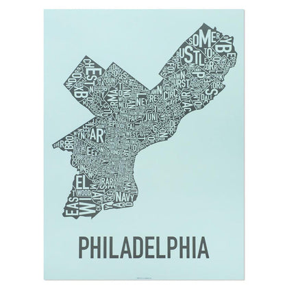 Philadelphia Typographic Neighborhood Map Poster