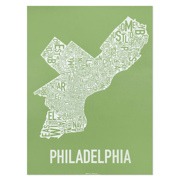 Philadelphia Typographic Neighborhood Map Poster