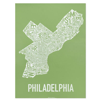Philadelphia Typographic Neighborhood Map Poster