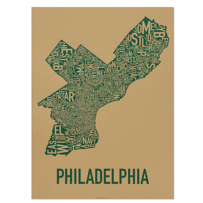Philadelphia Typographic Neighborhood Map Poster