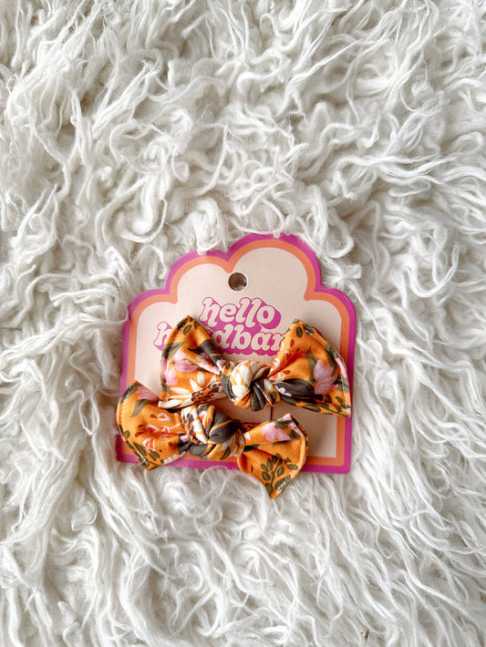 Pigtail Clip Set - Mustard Floral