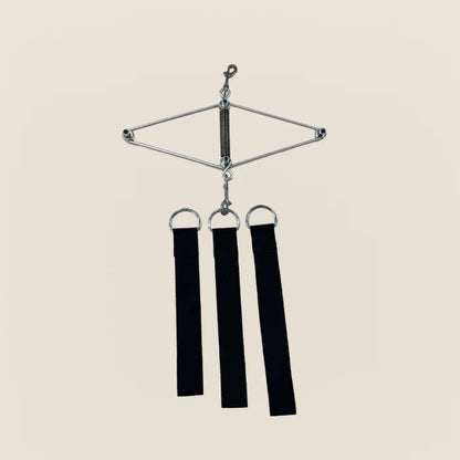 Gratz Pilates neck stretcher with diamond spring frame and three black webbing straps.
