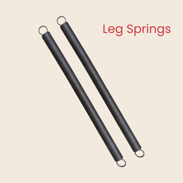 Pair of Gratz Guillotine leg springs in black coiled steel with looped end hooks.