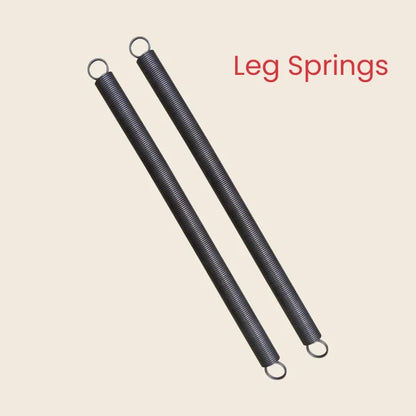 Pair of Gratz Guillotine leg springs in black coiled steel with looped end hooks.