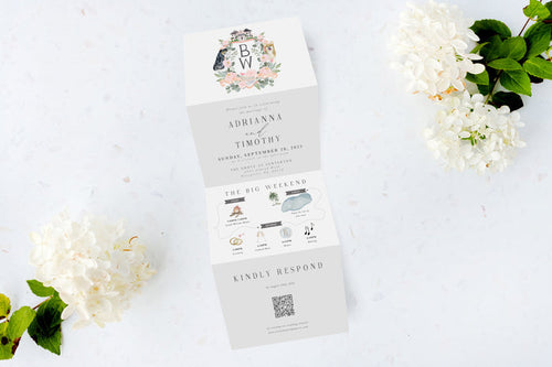 Pink Crest Tri Fold Invitation