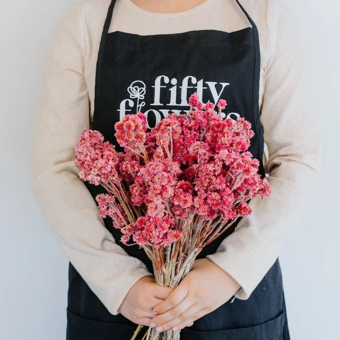 Pink Dried Craspedia Andrean Asters Apron - Image