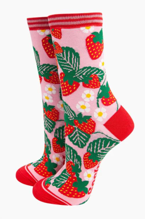 'Pink Strawberries' Women's Socks