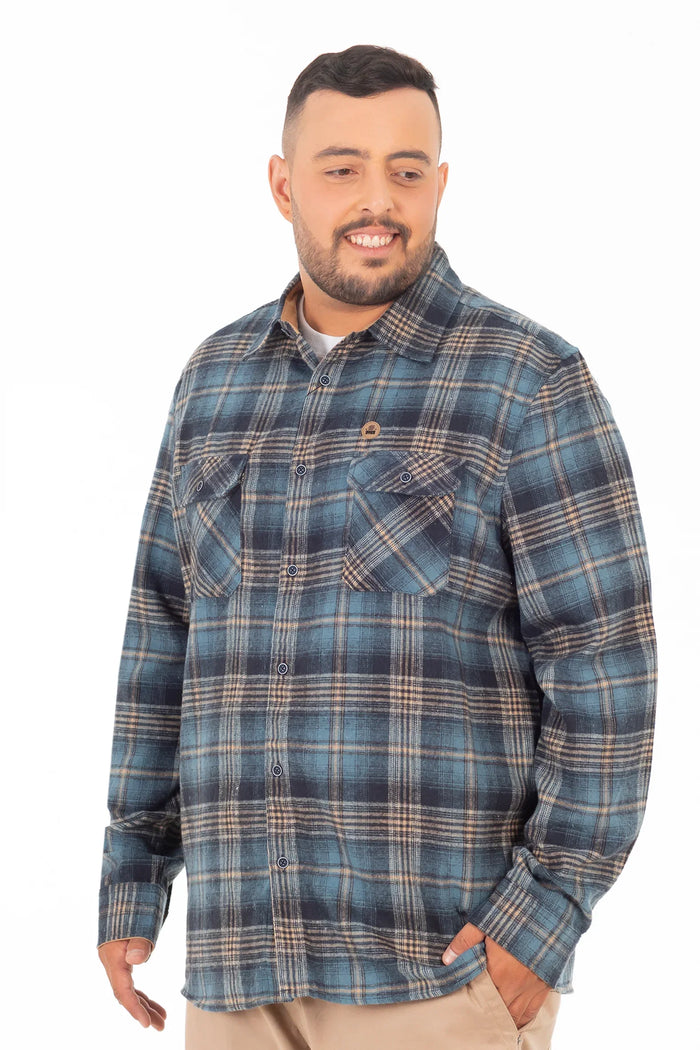 Plus Camisa Ml Franela Northwood Azul Marino Gangster
