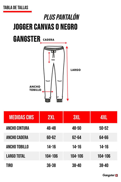 Plus Pantalon Jogger Canvas 0 Negro Gangster - Gangster