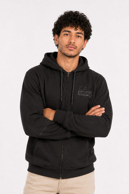 Plus Poleron Full Zipper Fleece Ouut Negro Gangster