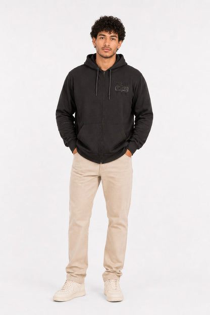 Plus Poleron Full Zipper Fleece Ouut Negro Gangster
