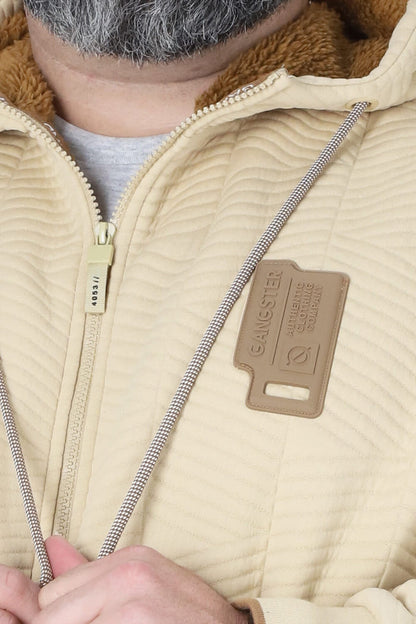 Plus Poleron Full Zipper Jacquard Sherpa Nebula Beige Gangster