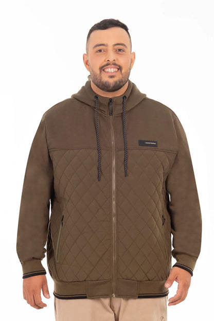 Plus Poleron Hibridas Patchwork Verde Oliva Oscuro Gangster - Gangster