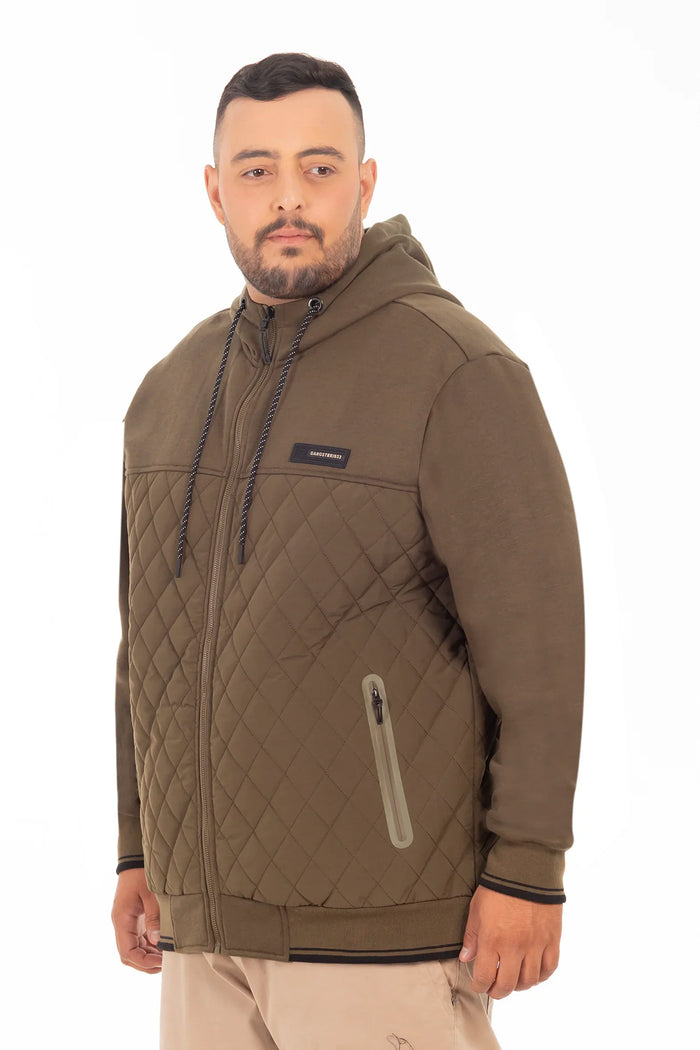 Plus Poleron Hibridas Patchwork Verde Oliva Oscuro Gangster - Gangster