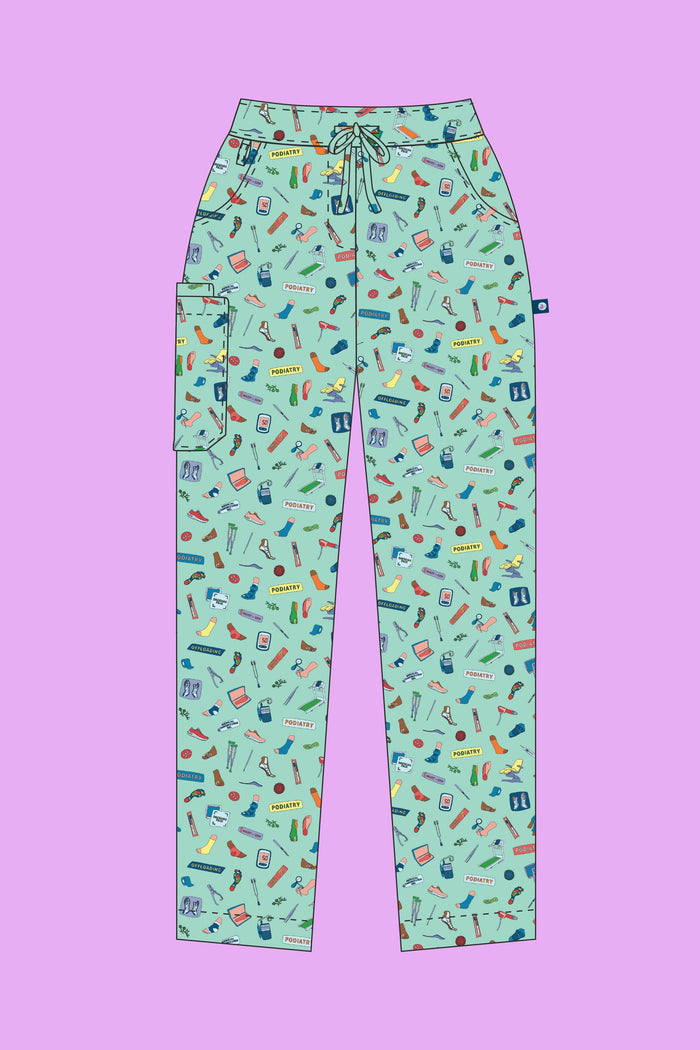 Podiatry - Womens Printed Scrub Pants