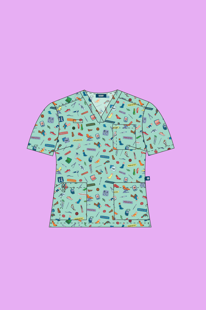 Podiatry - Womens Printed Scrub Top