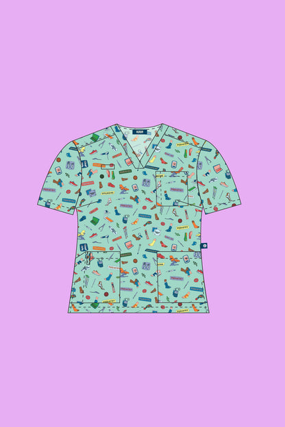Podiatry - Womens Printed Scrub Top