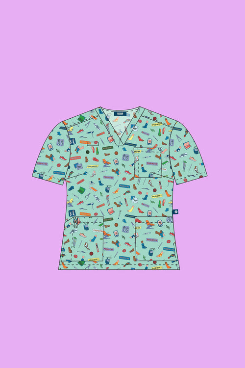 Podiatry - Womens Printed Scrub Top