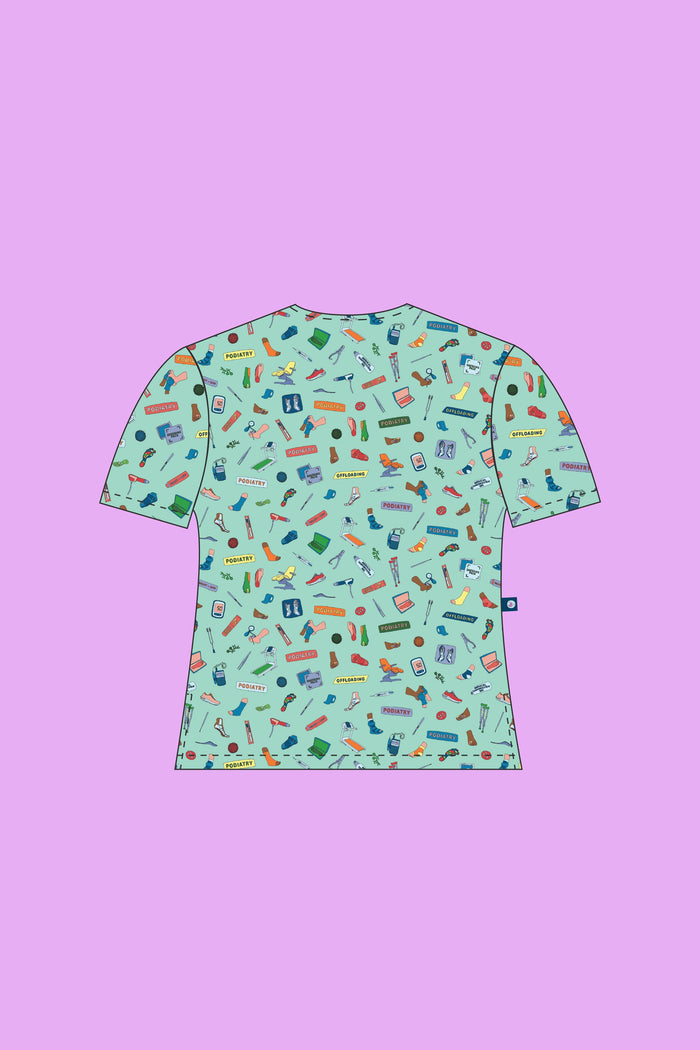 Podiatry - Womens Printed Scrub Top